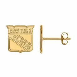 LogoArt New York Rangers 10k Gold Mini Logo Stud Earrings