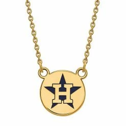 LogoArt Houston Astros Enamel Logo Link Necklace Sterling Silver