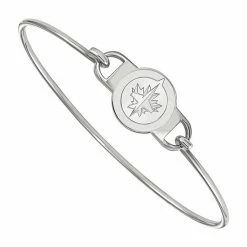 LogoArt Sterling Silver Winnipeg Jets Wire Bangle Bracelet