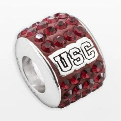 LogoArt USC Trojans Sterling Silver Crystal Logo Bead