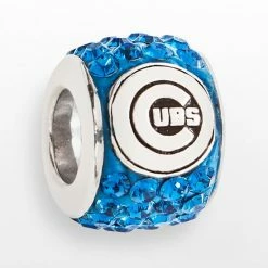 LogoArt Chicago Cubs Sterling Silver Crystal Logo Bead