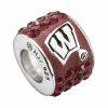 LogoArt Wisconsin Badgers Sterling Silver Crystal Logo Bead