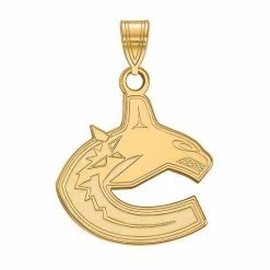 LogoArt Vancouver Canucks 14k Gold Over Silver Large Logo Pendant Goldtone