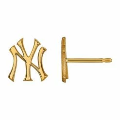LogoArt 10K Gold New York Yankees Small Post Earrings