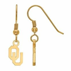 LogoArt 14K Gold Over Silver Oklahoma Sooners Drop Earrings