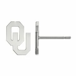 LogoArt 10K White Gold Oklahoma Sooners Stud Earrings