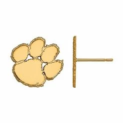 LogoArt Sterling Silver 14k Gold Plated Clemson Tigers Small Post Earrings