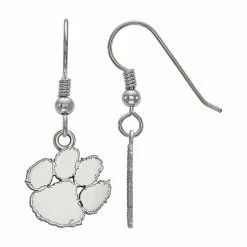 LogoArt Sterling Silver Rhodium Plated Clemson Tigers Small Dangle Earrings