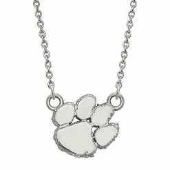 LogoArt Women's Sterling Silver Rhodium Plated Clemson Tigers Small Pendant Necklace