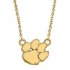 LogoArt Women's 14k Yellow Gold Clemson Tigers Small Pendant Necklace