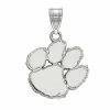 LogoArt Women's Sterling Silver Rhodium Plated Clemson Tigers Medium Pendant Charm