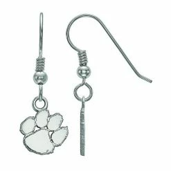 LogoArt Sterling Silver Rhodium Plated Clemson Tigers XS Dangle Earrings