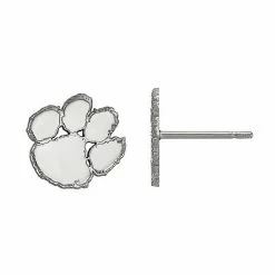 LogoArt 14k White Gold Clemson Tigers XS Post Earrings