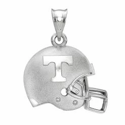 LogoArt Tennessee Volunteers Sterling Silver Rhodium Plated 3D Football Helmet With Logo Pendant
