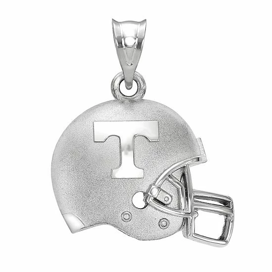 LogoArt Tennessee Volunteers Sterling Silver Rhodium Plated 3D Football Helmet With Logo Pendant