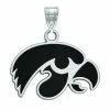 LogoArt Women's Sterling Silver Rhodium Plated Iowa Hawkeyes Small Enamel Pendant Charm