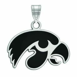 LogoArt Women's Sterling Silver Rhodium Plated Iowa Hawkeyes Small Enamel Pendant Charm