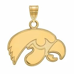 LogoArt Sterling Silver 14k Gold Plated Iowa Hawkeyes Small Pendant