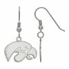 LogoArt Women's Sterling Silver Rhodium Plated Iowa Hawkeyes Dangle Earrings
