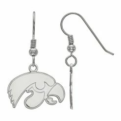 LogoArt Women's Sterling Silver Rhodium Plated Iowa Hawkeyes Dangle Earrings