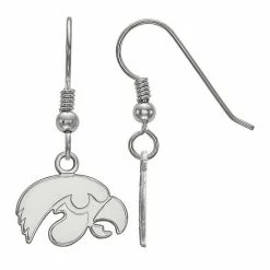 LogoArt Women's Sterling Silver Rhodium Plated Iowa Hawkeyes Small Dangle Earrings