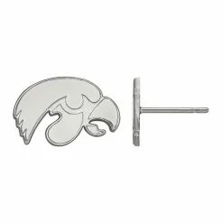 LogoArt Women's Sterling Silver Rhodium Plated Iowa Hawkeyes Extra-Small Post Earrings
