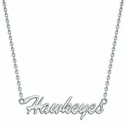 LogoArt Women's Sterling Silver Rhodium Plated University Of Iowa "Hawkeyes" Pendant Necklace