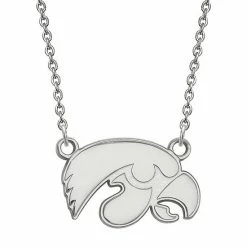 LogoArt Women's Sterling Silver Rhodium Plated Iowa Hawkeyes Small Pendant Necklace