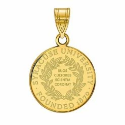 LogoArt Syracuse Orange Sterling Silver 14K Gold Plated Medium Crest Pendant