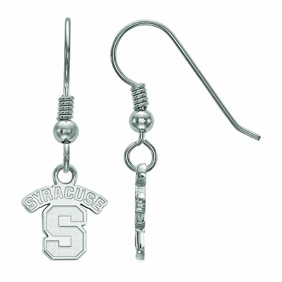 LogoArt Syracuse Orange Sterling Silver Rhodium Plated XS Dangle Earrings