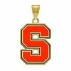 LogoArt Syracuse Orange Sterling Silver 14K Gold Plated Large Enamel Pendant