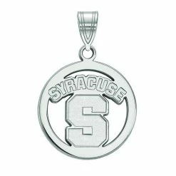 LogoArt Syracuse Orange Sterling Silver Rhodium Plated Medium Pendant In Circle
