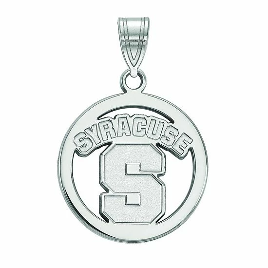 LogoArt Syracuse Orange Sterling Silver Rhodium Plated Medium Pendant In Circle