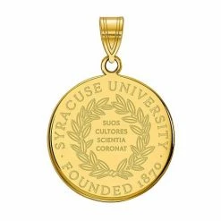 LogoArt Syracuse Orange Sterling Silver 14K Gold Plated Large Crest Pendant