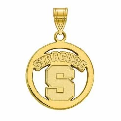 LogoArt Syracuse Orange Sterling Silver 14K Gold Plated Medium Pendant In Circle
