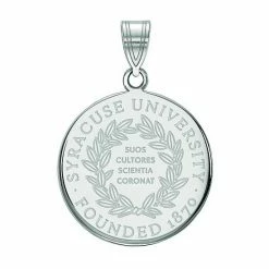 LogoArt Syracuse Orange Sterling Silver Rhodium Plated Large Crest Pendant