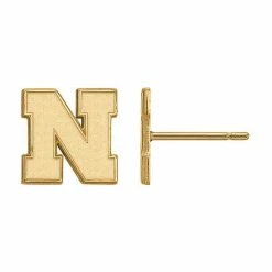 LogoArt 10K Gold Nebraska Cornhuskers Post Earrings