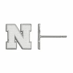 LogoArt Nebraska Cornhuskers Sterling Silver Post Earrings