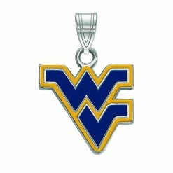 LogoArt Sterling Silver West Virginia Mountaineers Small Enamel Pendant