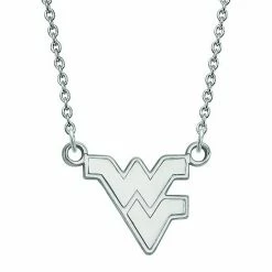 LogoArt 10K White Gold West Virginia Mountaineers Small Pendant With Necklace