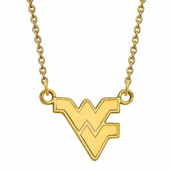 LogoArt 14K Gold Plated West Virginia Mountaineers Small Pendant With Necklace
