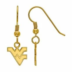 LogoArt 14K Gold Plated West Virginia Mountaineers Extra Small Dangle Earrings