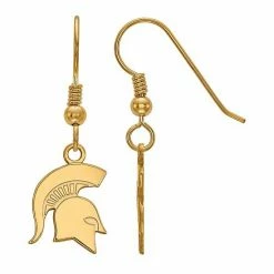 LogoArt 14K Gold Over Silver Michigan State Spartans Small Dangle Earrings