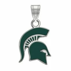 LogoArt Michigan State Spartans Sterling Silver Small Enamel Pendant
