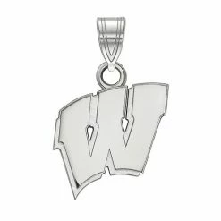 LogoArt 14k White Gold Wisconsin Badgers Pendant