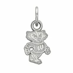LogoArt Sterling Silver Wisconsin Badgers Bucky Badger Pendant