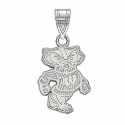 LogoArt Sterling Silver Wisconsin Badgers Bucky Badger Pendant