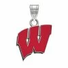 LogoArt Sterling Silver Wisconsin Badgers Enamel Pendant
