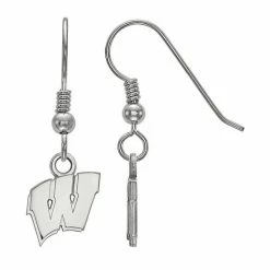 LogoArt Sterling Silver Wisconsin Badgers Dangle Earrings