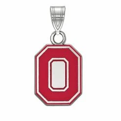 LogoArt Sterling Silver Ohio State Buckeyes Enamel Pendant